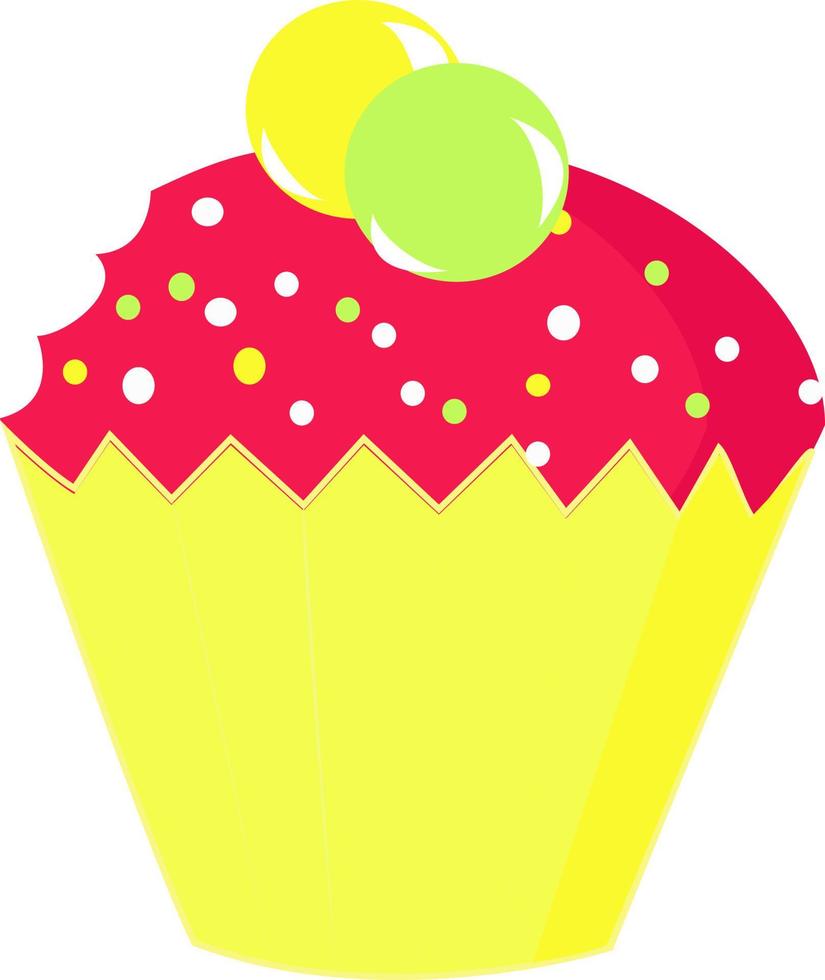 gelber Cupcake, Illustration, Vektor auf weißem Hintergrund.