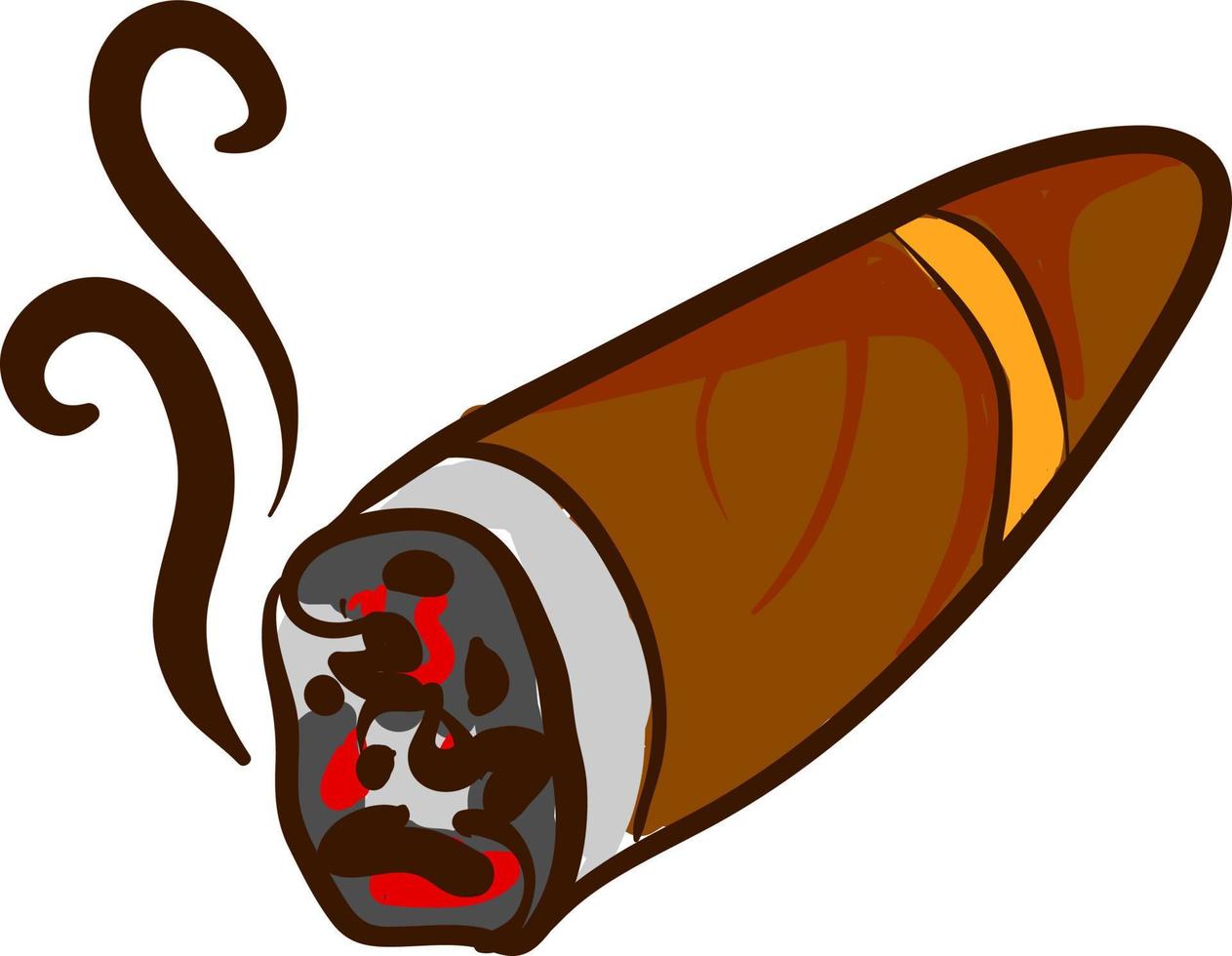 rökig cigarr, illustration, vektor på vit bakgrund.