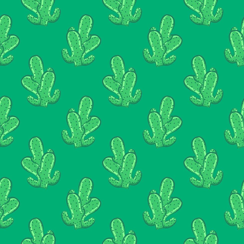 små kaktus , sömlös mönster på en grön bakgrund. vektor