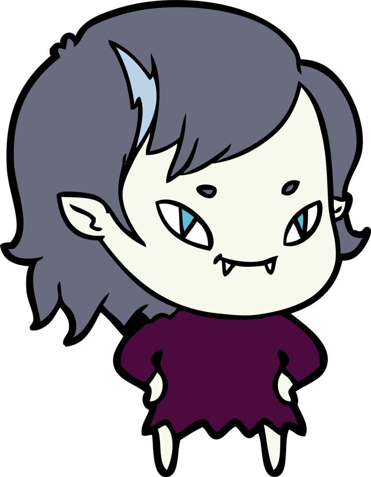 vektor vampyr flicka karaktär i tecknad serie stil