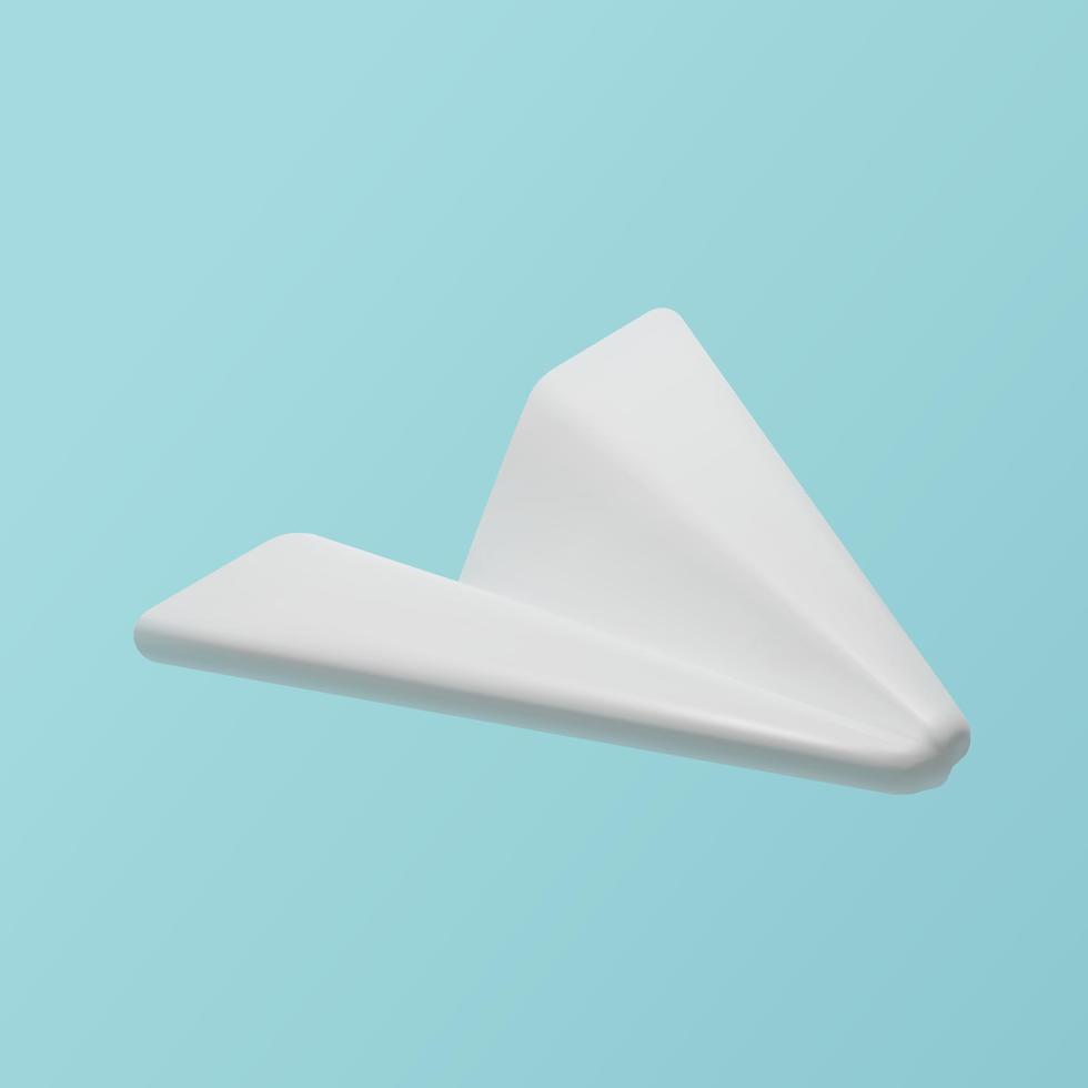 Papierflugzeug 3d rendern. Vektor realistische Ikone im trendigen Stil. das Konzept einer Nachricht für soziale Medien oder Online-Flüge
