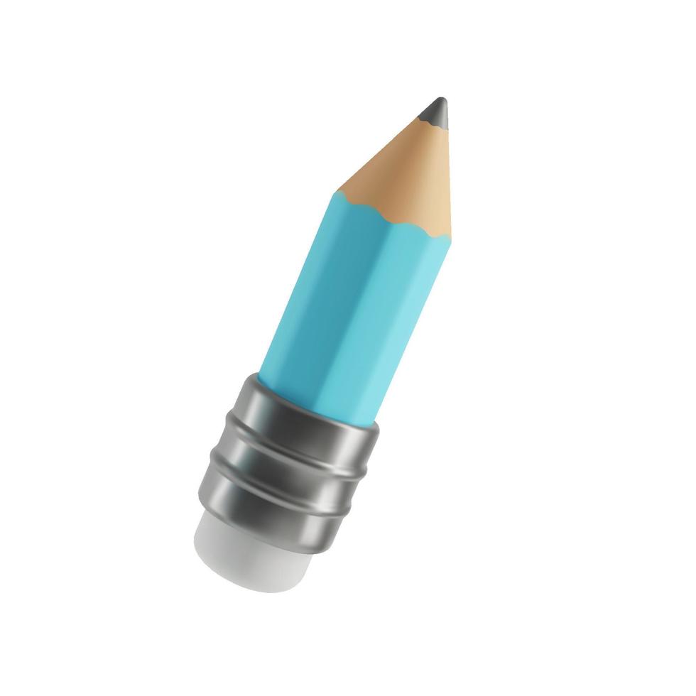 Vektor 3D-Bleistift. Cartoon moderner realistischer Stil. Malthema für Schule und Schüler