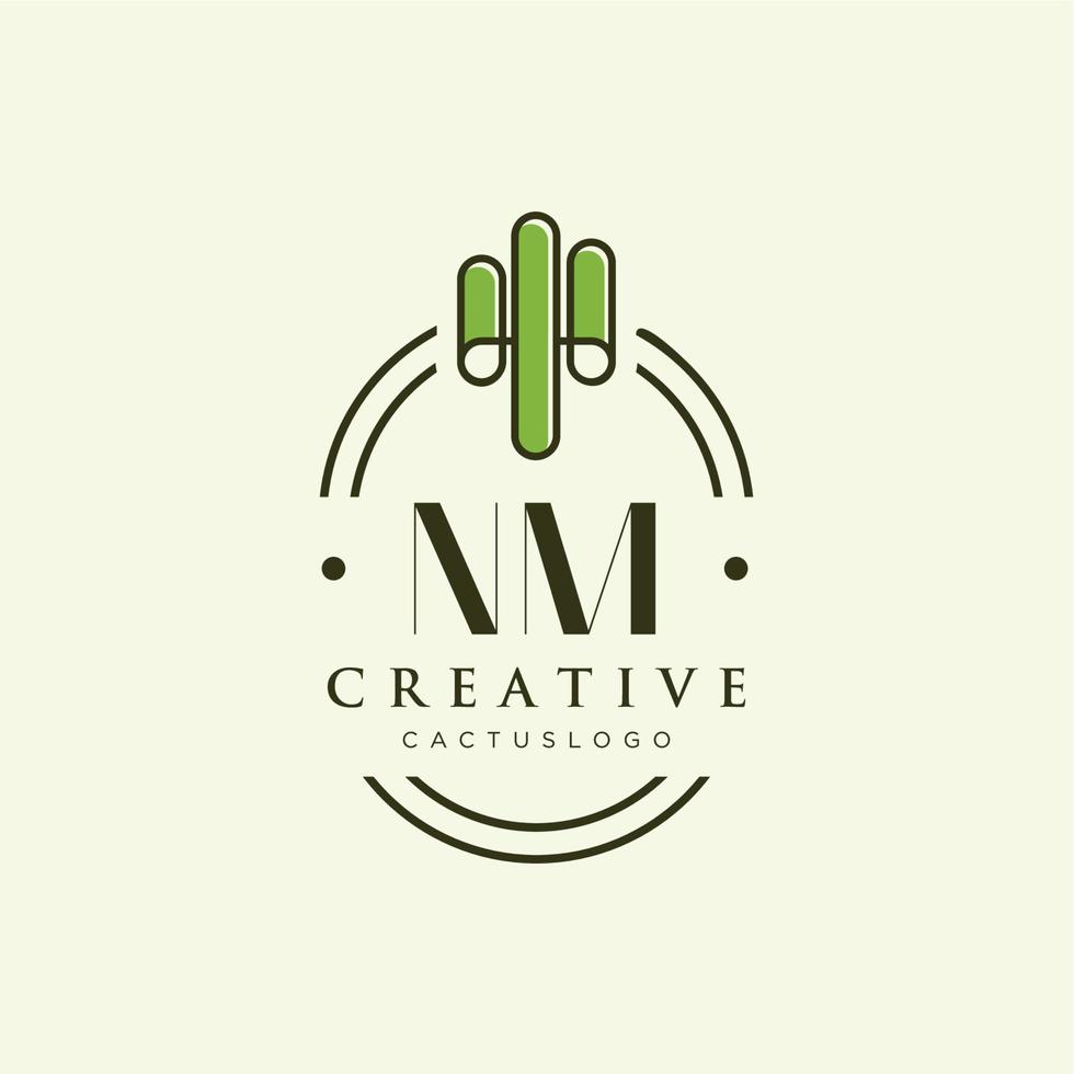 nm första brev grön kaktus logotyp vektor