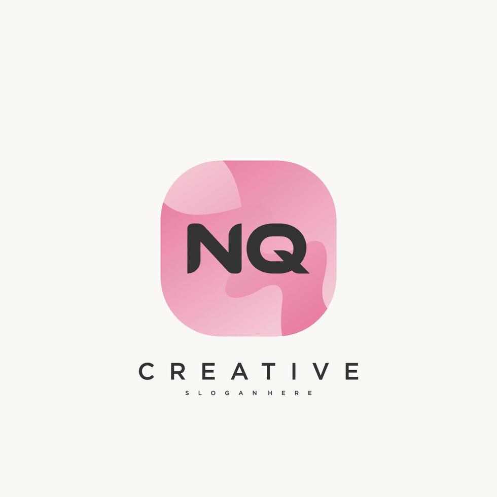 nq anfangsbuchstabe logo icon design template elemente mit wellenfarbener kunst vektor