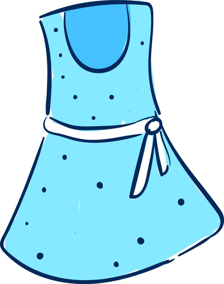 blaues Kleid, Illustration, Vektor auf weißem Hintergrund.