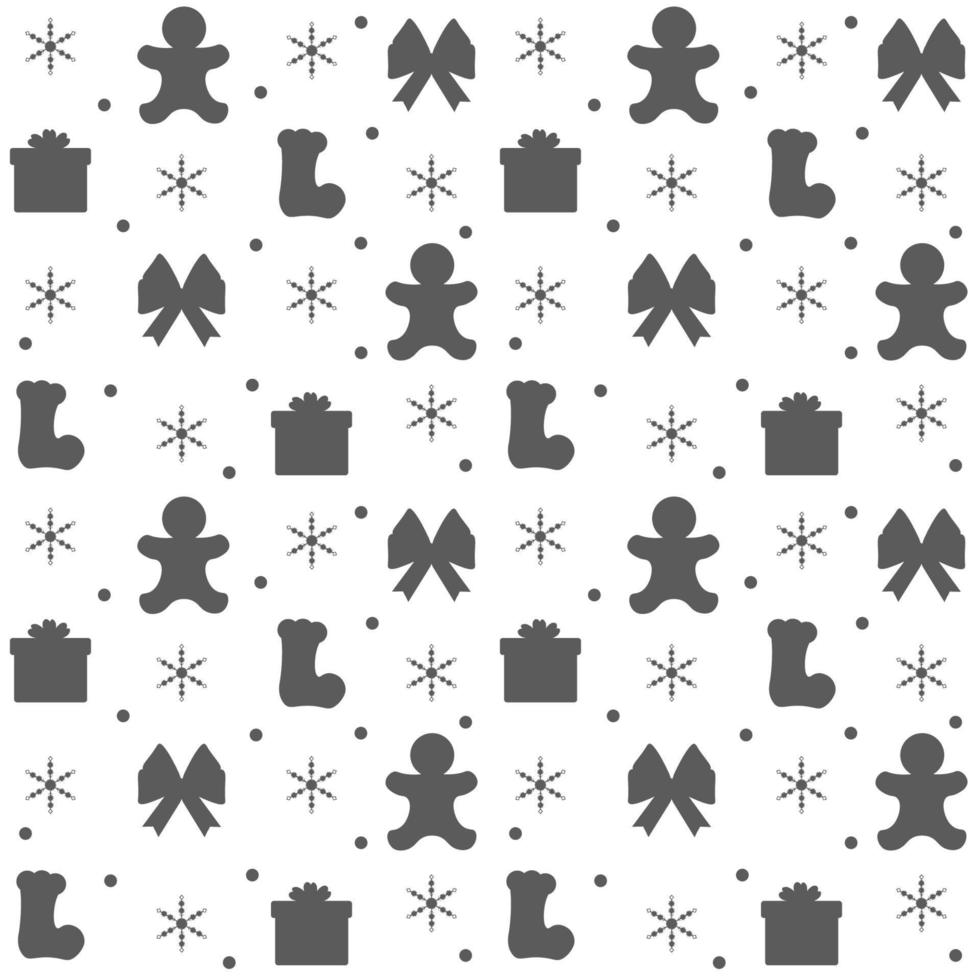 jul bakgrund sömlös mönster design med santa claus, träd, snögubbe och gåvor i mall hand dragen tecknad serie platt illustration vektor