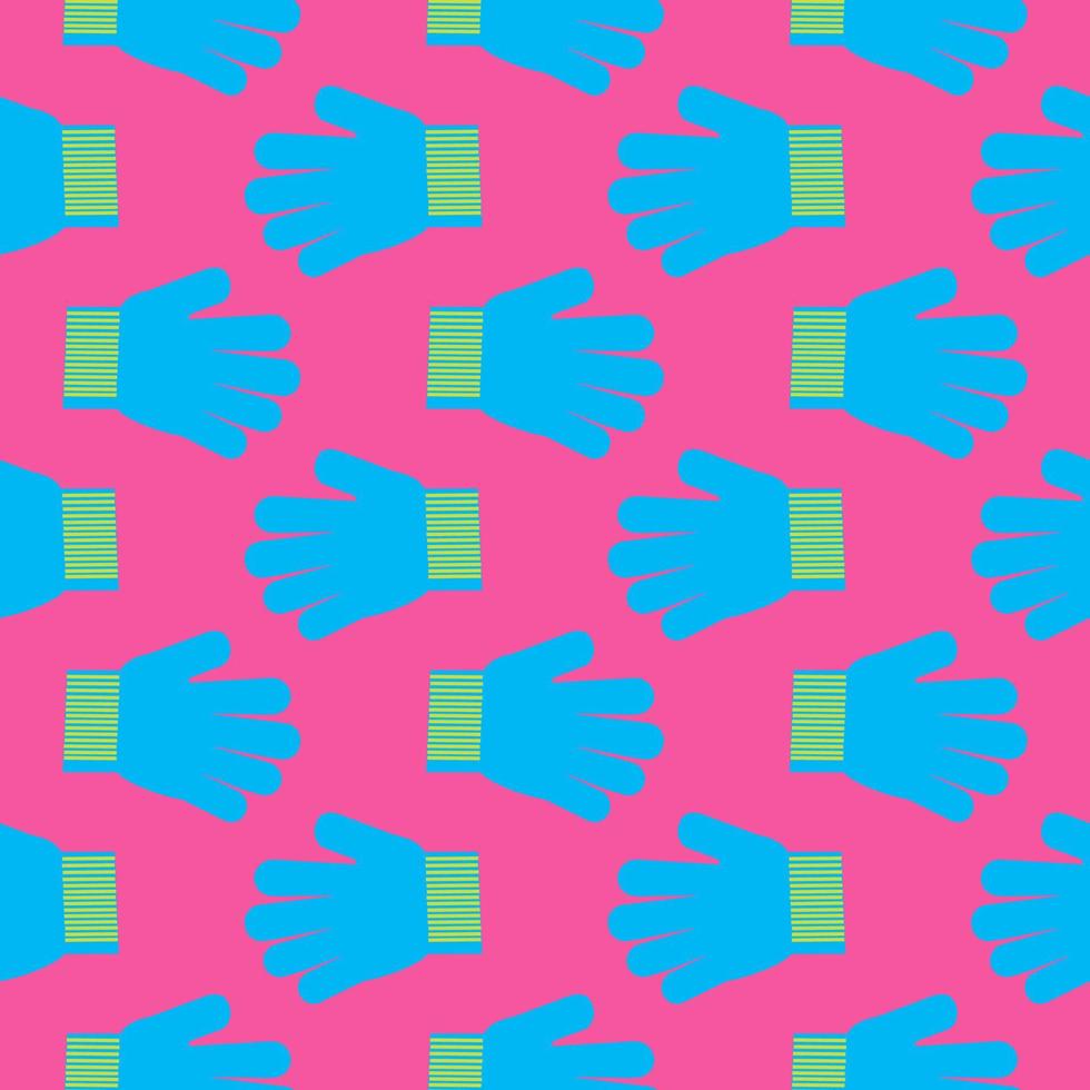 blaue Handschuhe, nahtloses Muster auf pinkfarbenem Hintergrund. vektor