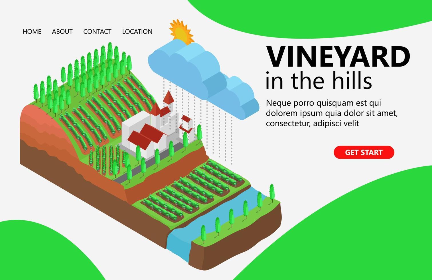 illustration av en regn Karta på en vingård lämplig för landning sida, flygblad, infografik, och Övrig grafisk relaterad tillgångar-vektor vektor