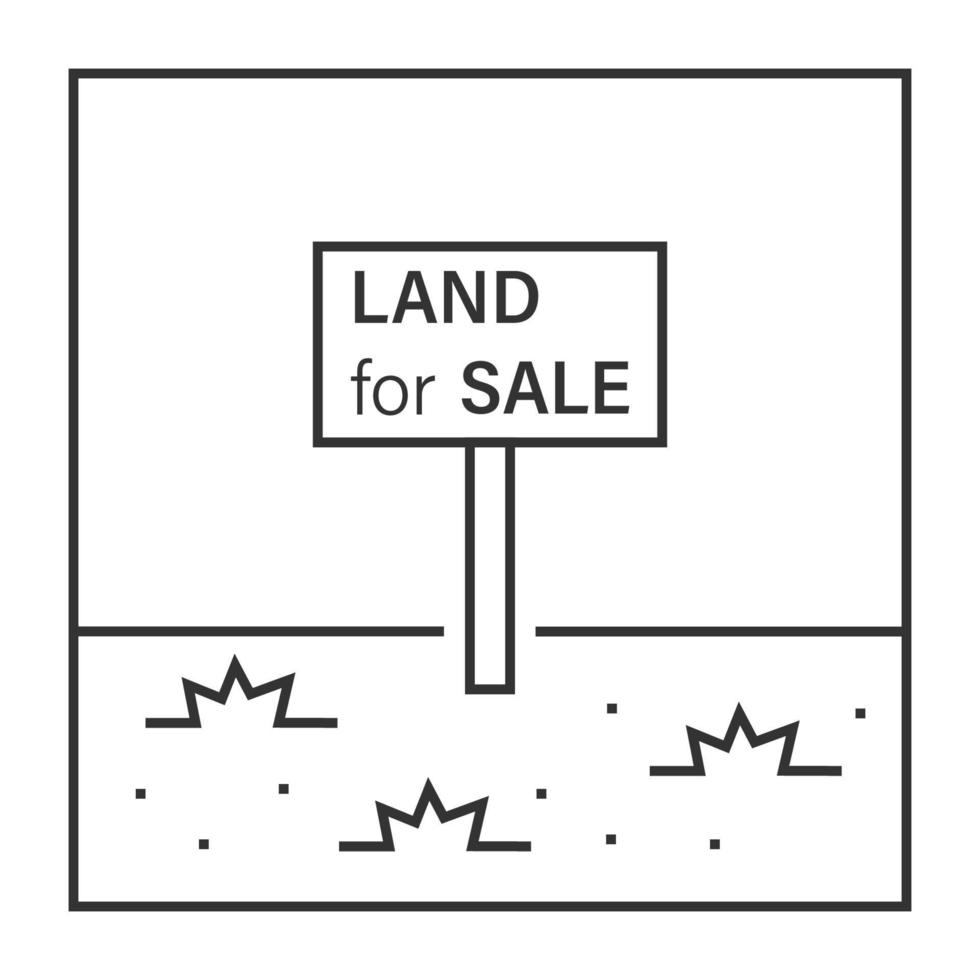 Land zum Verkauf Vektor-Symbol. dieses Grundstück für Besitz, Verkauf, Entwicklung, Miete, Kauf. und Investitionen in Wachstum, Gewinn, Wohlstand und Wert vektor