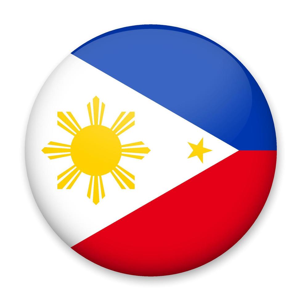 flagge der philippinen in form eines runden knopfes mit leichtem glanz und schatten. das Symbol des Unabhängigkeitstages, ein Souvenir, eine Schaltfläche zum Umschalten der Sprache auf der Website, ein Symbol. vektor