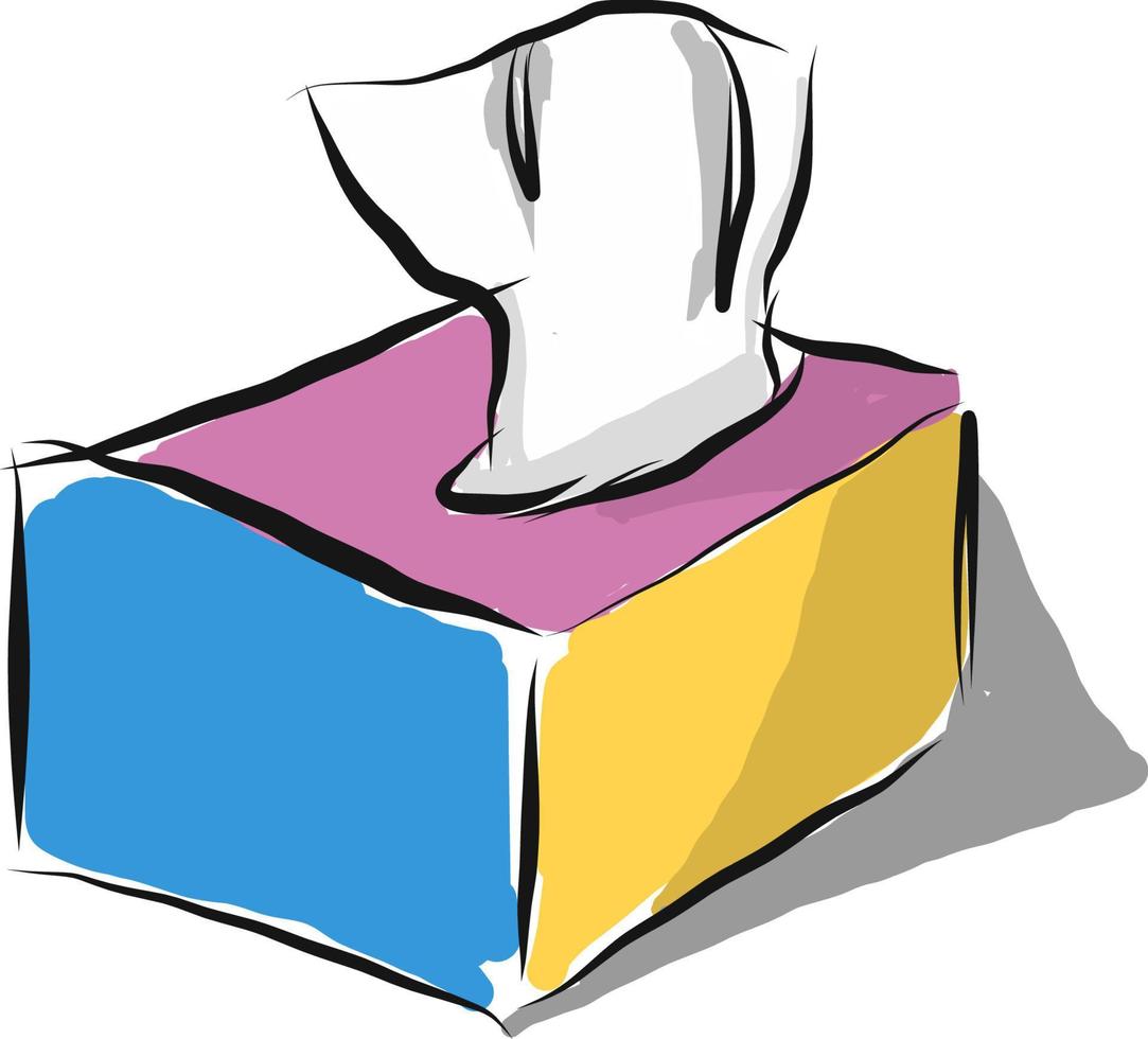 Schachtel mit Taschentüchern, Vektor- oder Farbillustration. vektor