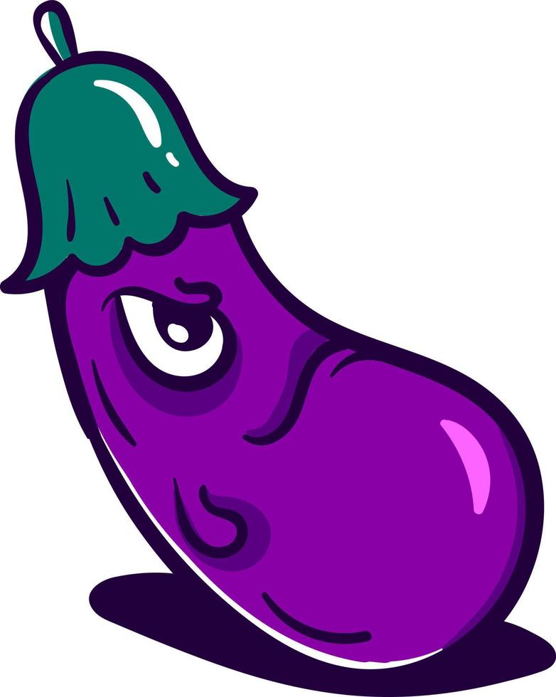 arg aubergine, illustration, vektor på vit bakgrund