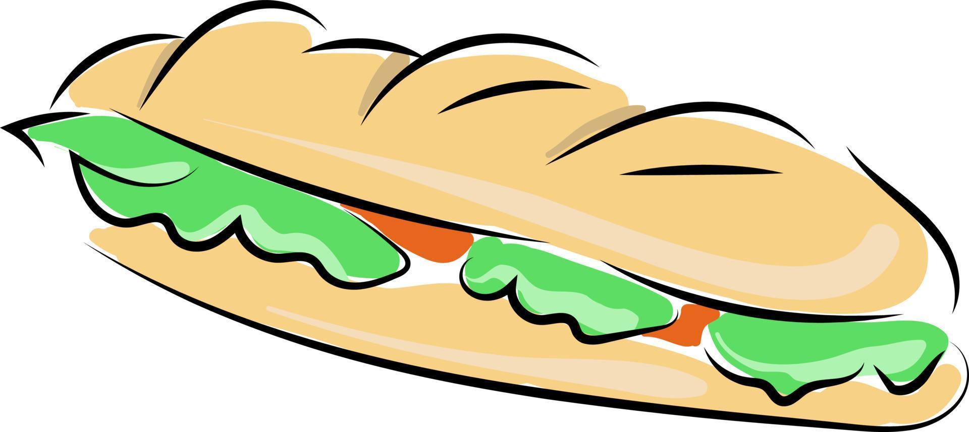 leckeres Sandwich, Illustration, Vektor auf weißem Hintergrund.