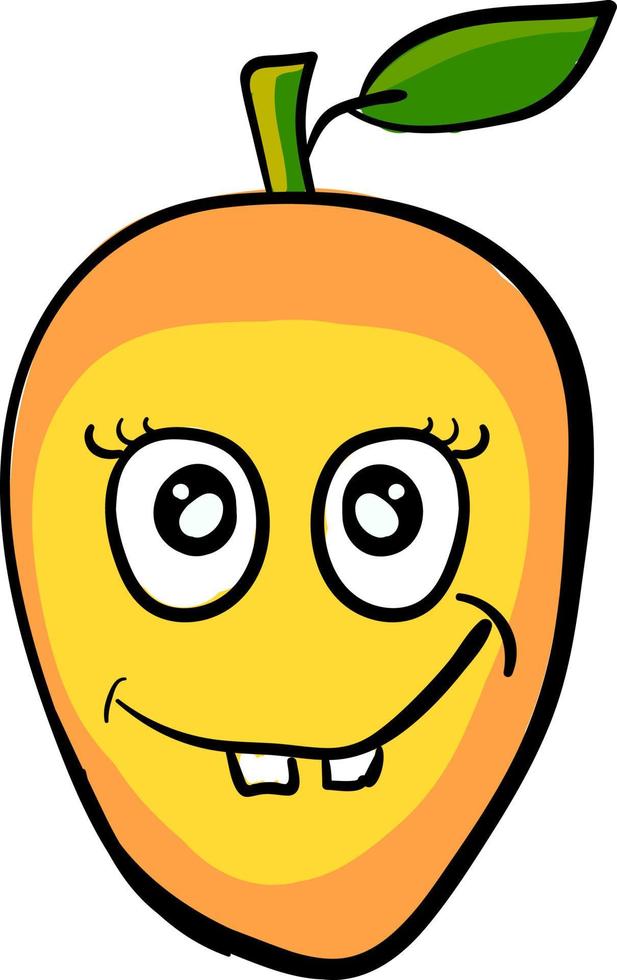 Lycklig mango, illustration, vektor på vit bakgrund.