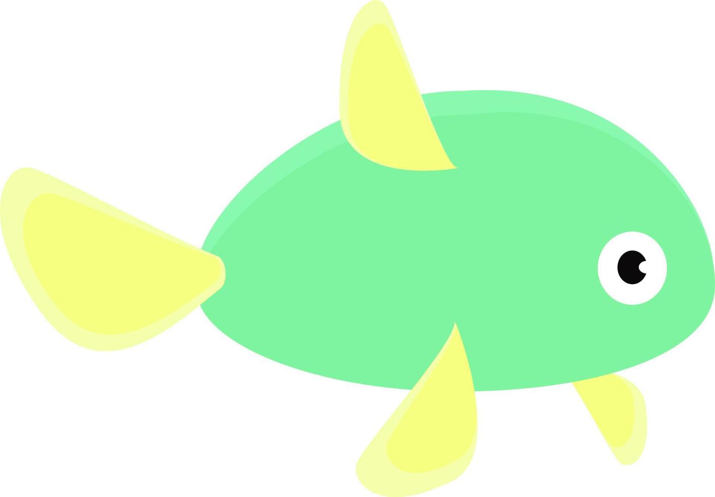 grön fisk, illustration, vektor på vit bakgrund.