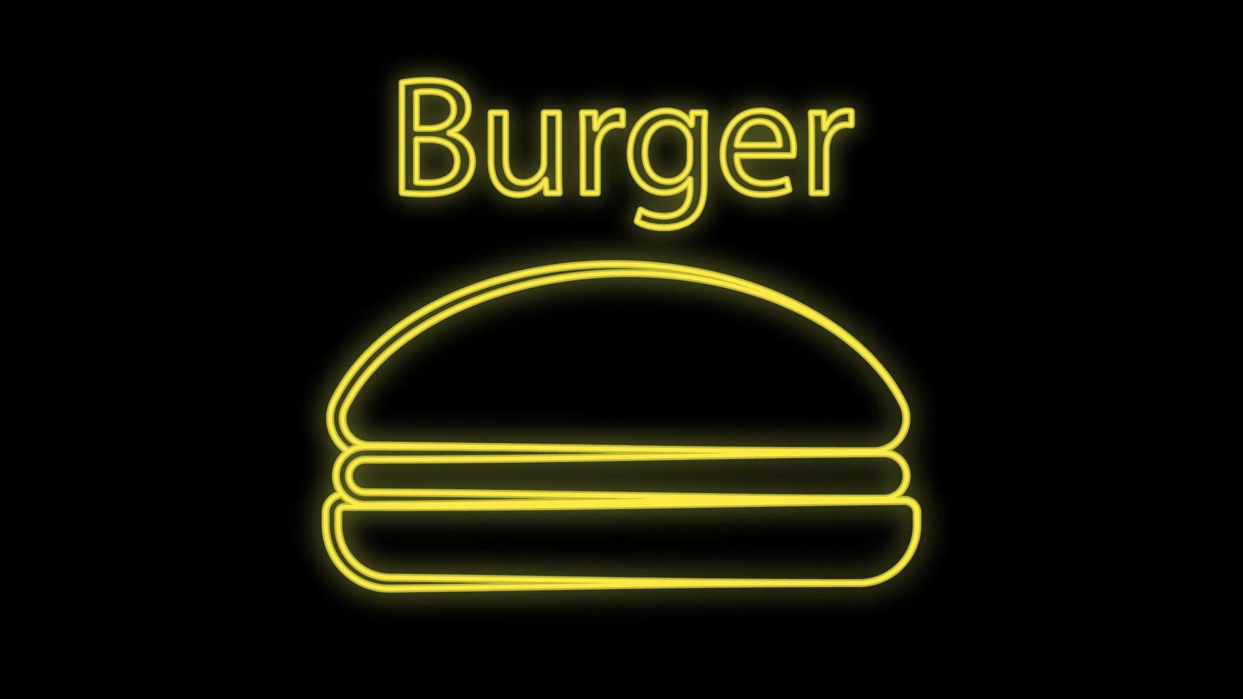 Burger-Café-Leuchtreklame. Fastfood-Burger-Sandwich-Neonlogo, helles Banner, Designvorlage, Nachtneonwerbung für Restaurants, Straßenessen. Vektorillustrationen. Bearbeiten von Text Leuchtreklame vektor