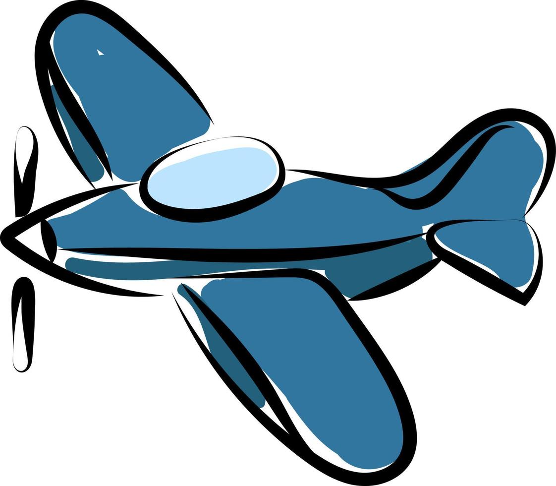 blaues Flugzeug, Illustration, Vektor auf weißem Hintergrund.