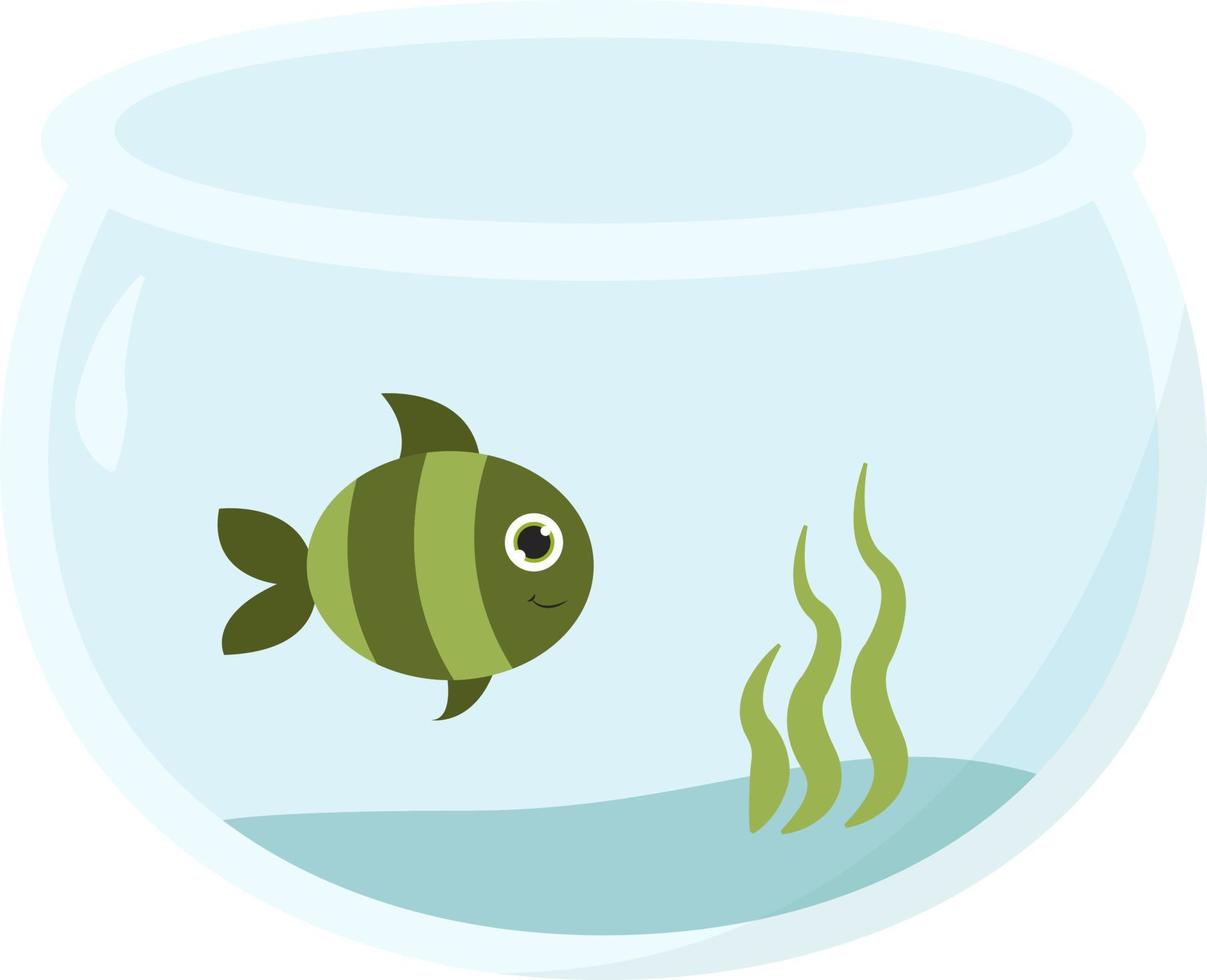 grüner Fisch im Aquarium, Illustration, Vektor auf weißem Hintergrund