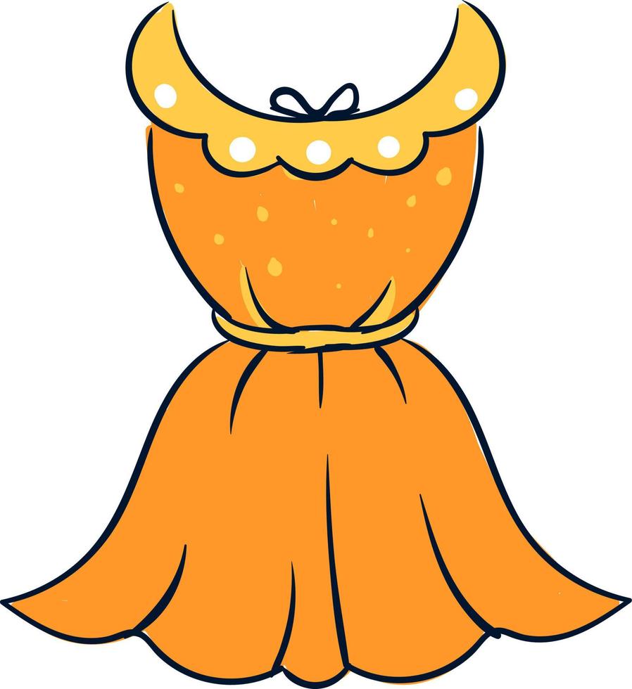 orangefarbenes Kleid, Illustration, Vektor auf weißem Hintergrund