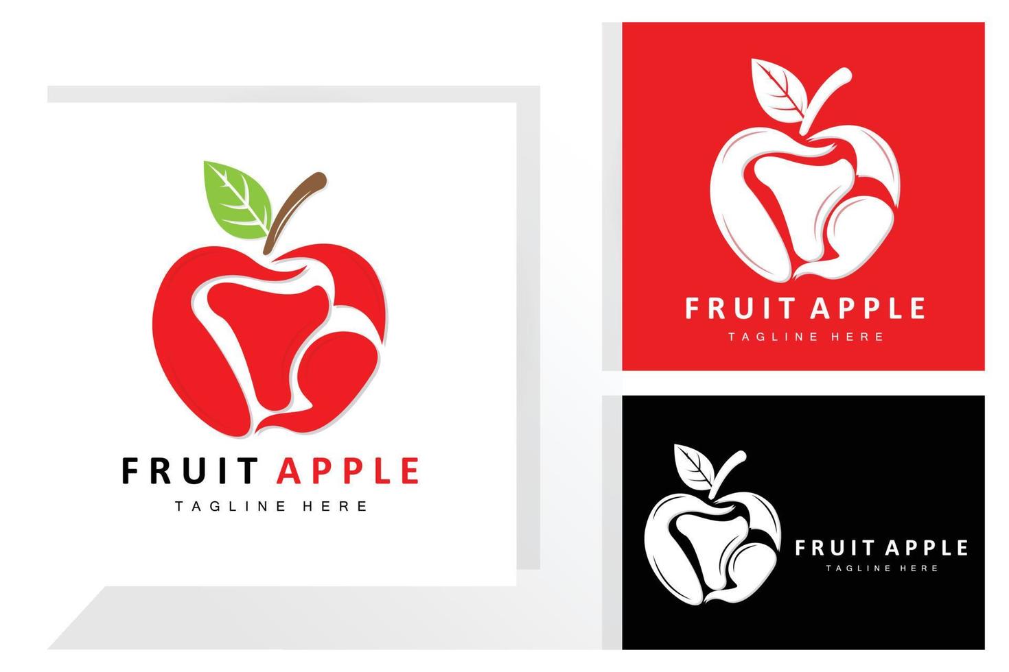 frukt äpple logotyp design, röd frukt vektor, med abstrakt stil, produkt varumärke märka illustration vektor