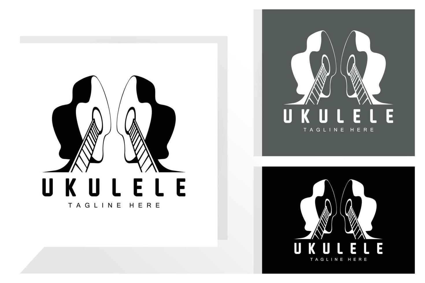 minimalistisk ukulele musik logotyp design, ukulele gitarr vektor. ukelele logotyp design vektor