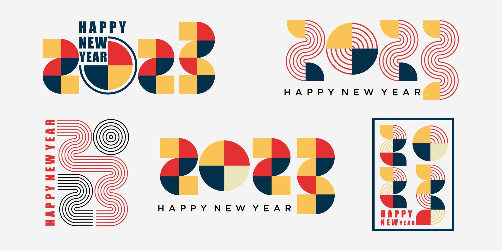 2023 Lycklig ny år logotyp text design. 2023 siffra design mall samling . vektor illustration.
