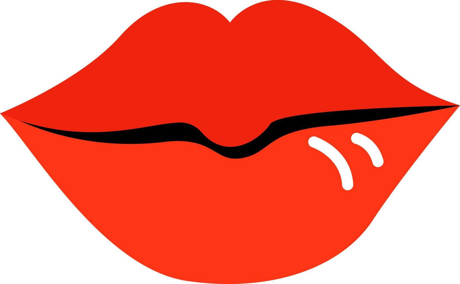 rote Lippen, Illustration, Vektor auf weißem Hintergrund.