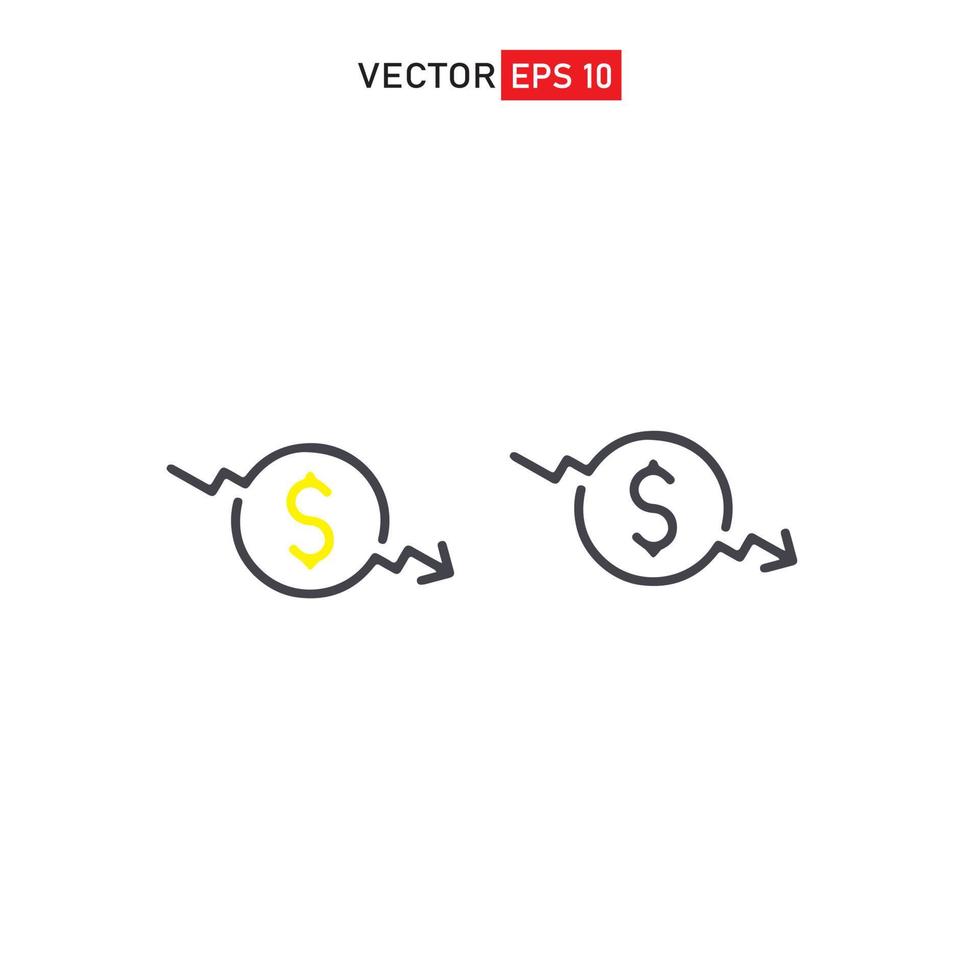 Dollargeld, Vorhängeschloss-Symbol, Liniendiagramm für den finanziellen Abwärtstrend vektor