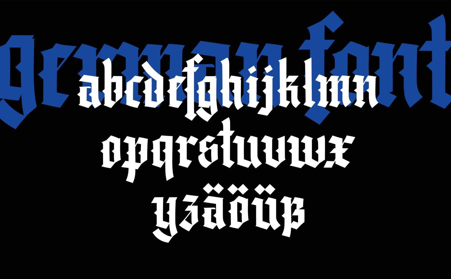 gotik font från latin brev. vektor. tysk alfabet. medeltida europeisk stil. tysk alfabet 9-16:e århundrade. tysk brev. symboler för monogram och design. vektor