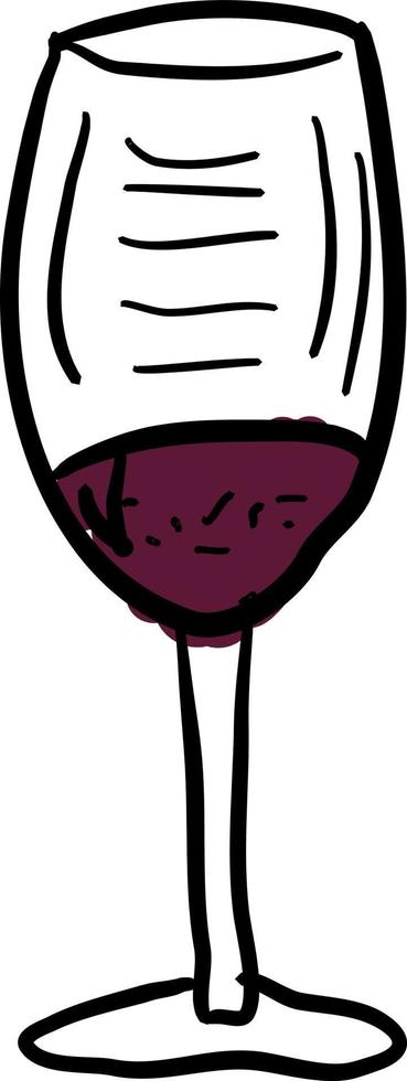 halb volles Glas Wein, Illustration, Vektor auf weißem Hintergrund.