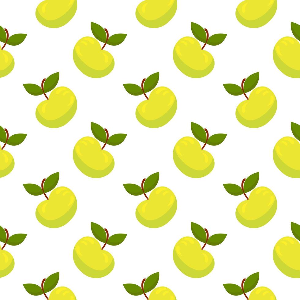 grüner Apfel, nahtloses Muster auf weißem Hintergrund. vektor