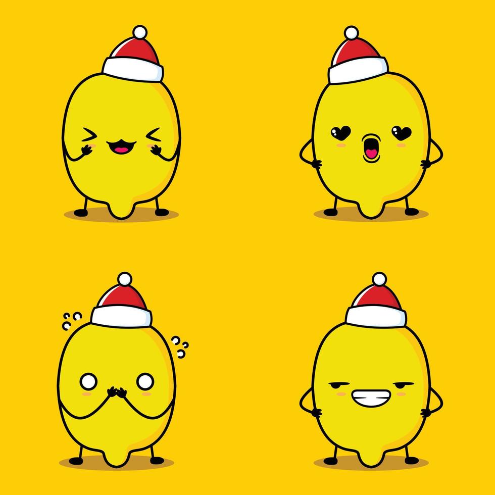 vektor illustration av söt citron- emoji klistermärke