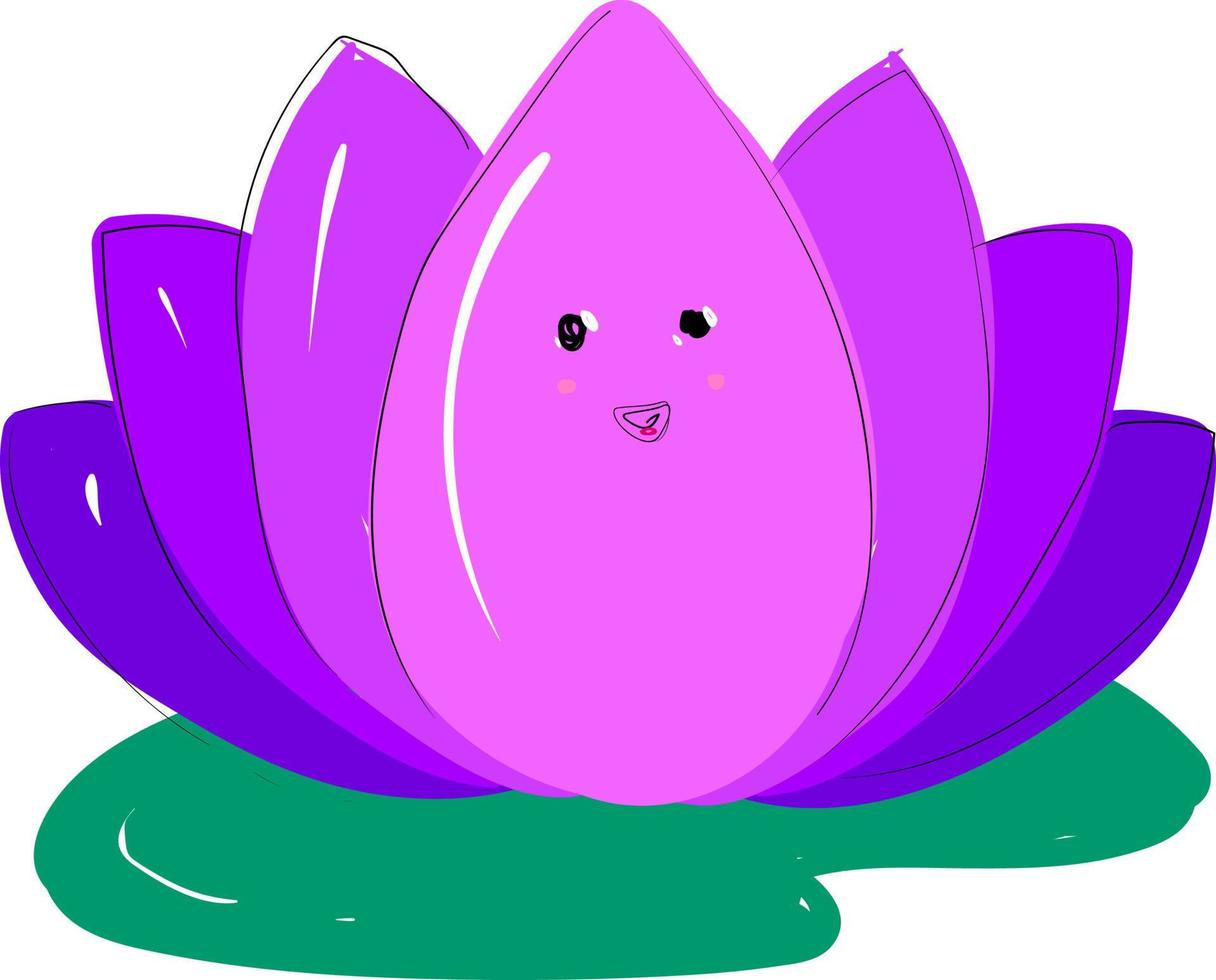 söt lotus, illustration, vektor på vit bakgrund.