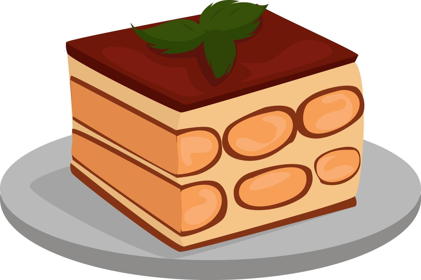 süßes Tiramisu, Illustration, Vektor auf weißem Hintergrund.