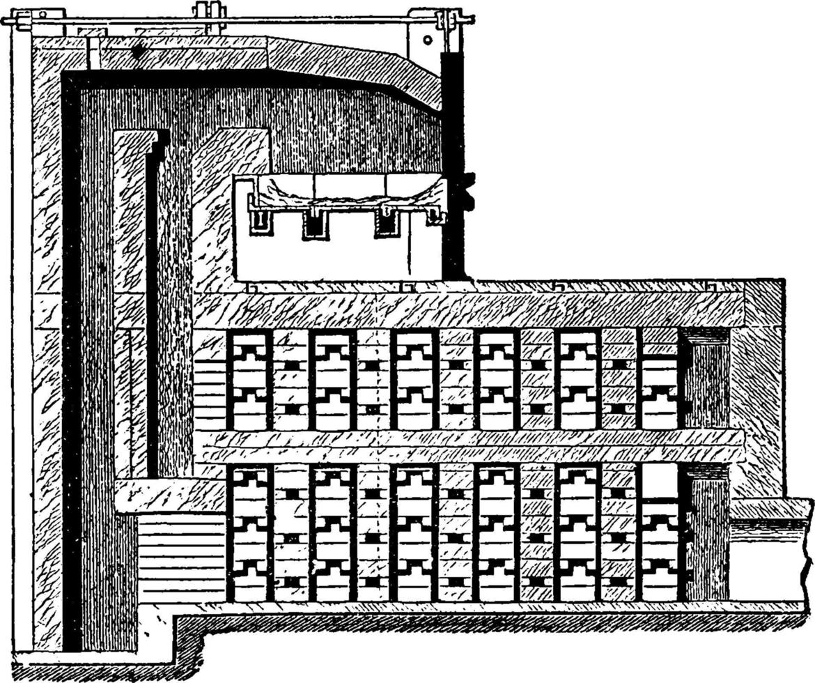 puddling ugn, årgång illustration. vektor