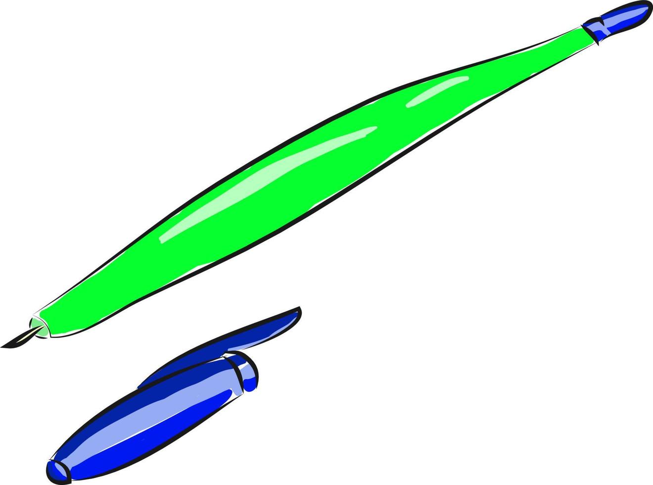ein grüner Stift, ein Vektor oder eine Farbillustration.
