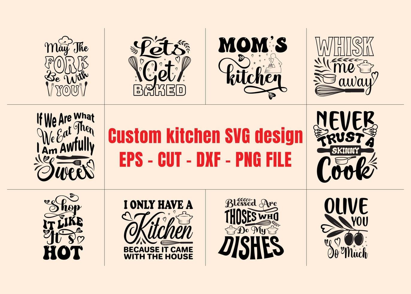 Mama-Küche-Svg-Bundle-Design vektor