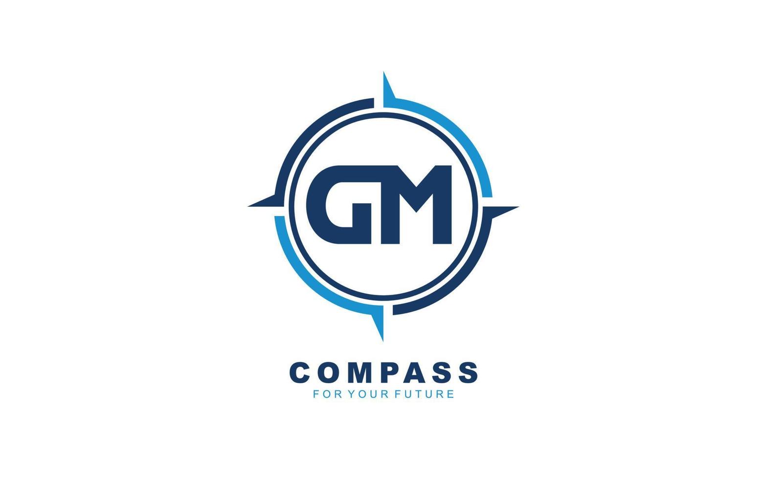 gm logotyp navigering för branding företag. kompass mall vektor illustration för din varumärke.