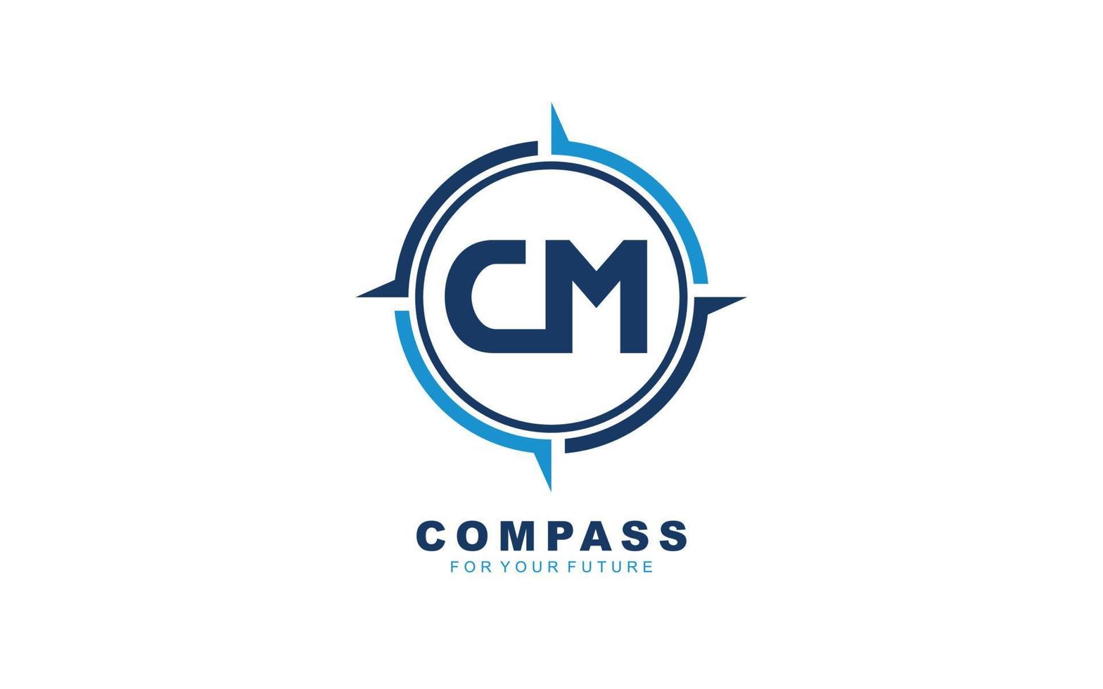 cm-Logo-Navigation für Branding-Unternehmen. Kompass-Vorlage, Vektorgrafik für Ihre Marke. vektor