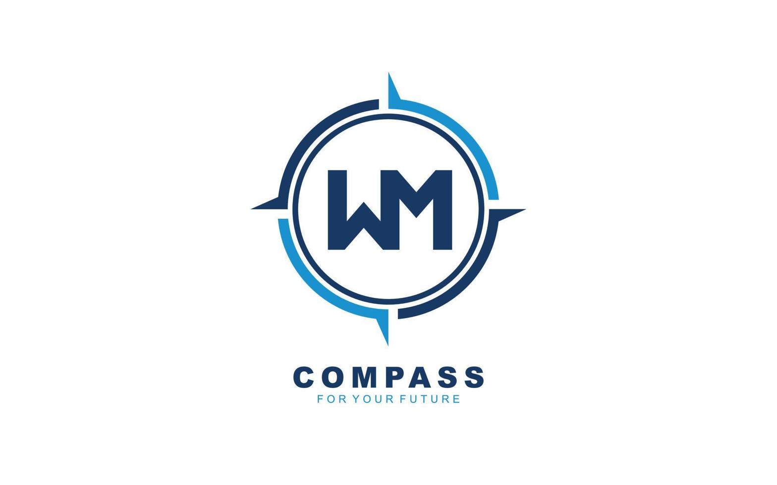 wm logotyp navigering för branding företag. kompass mall vektor illustration för din varumärke.
