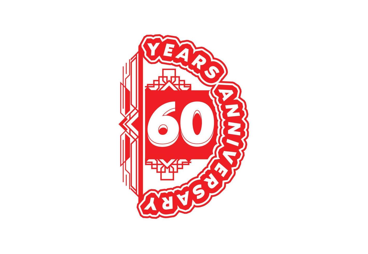 60 år årsdag logotyp och klistermärke design mall vektor
