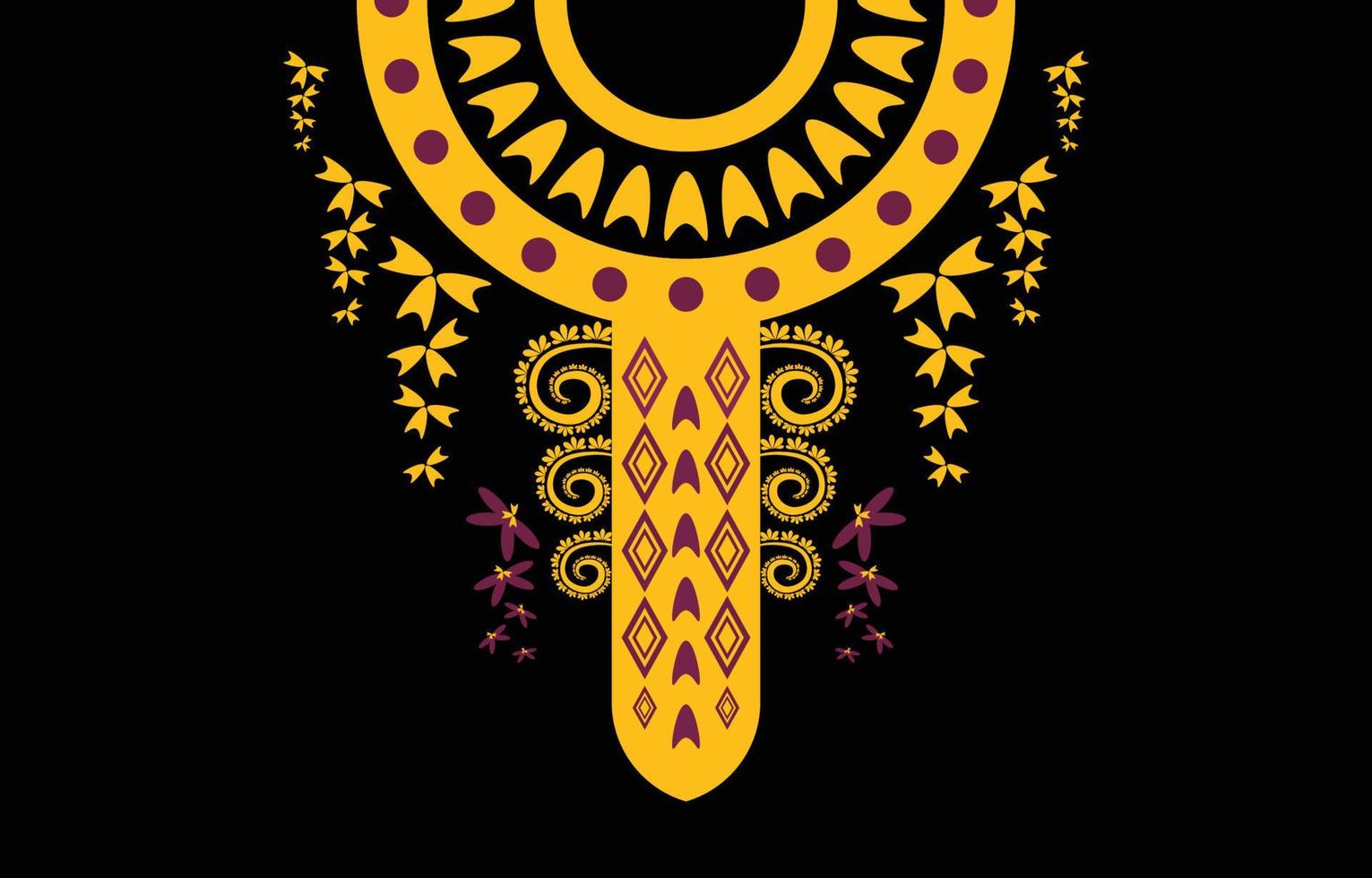 Halskette geometrisches ethnisches orientalisches Muster traditionelles .Blumenstickereidesign für Modefrauen Hintergrund, Tapete, Kleidung und Verpackung. vektor