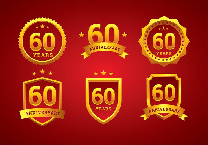 60. Jahrestag Logo Gold Free Vector