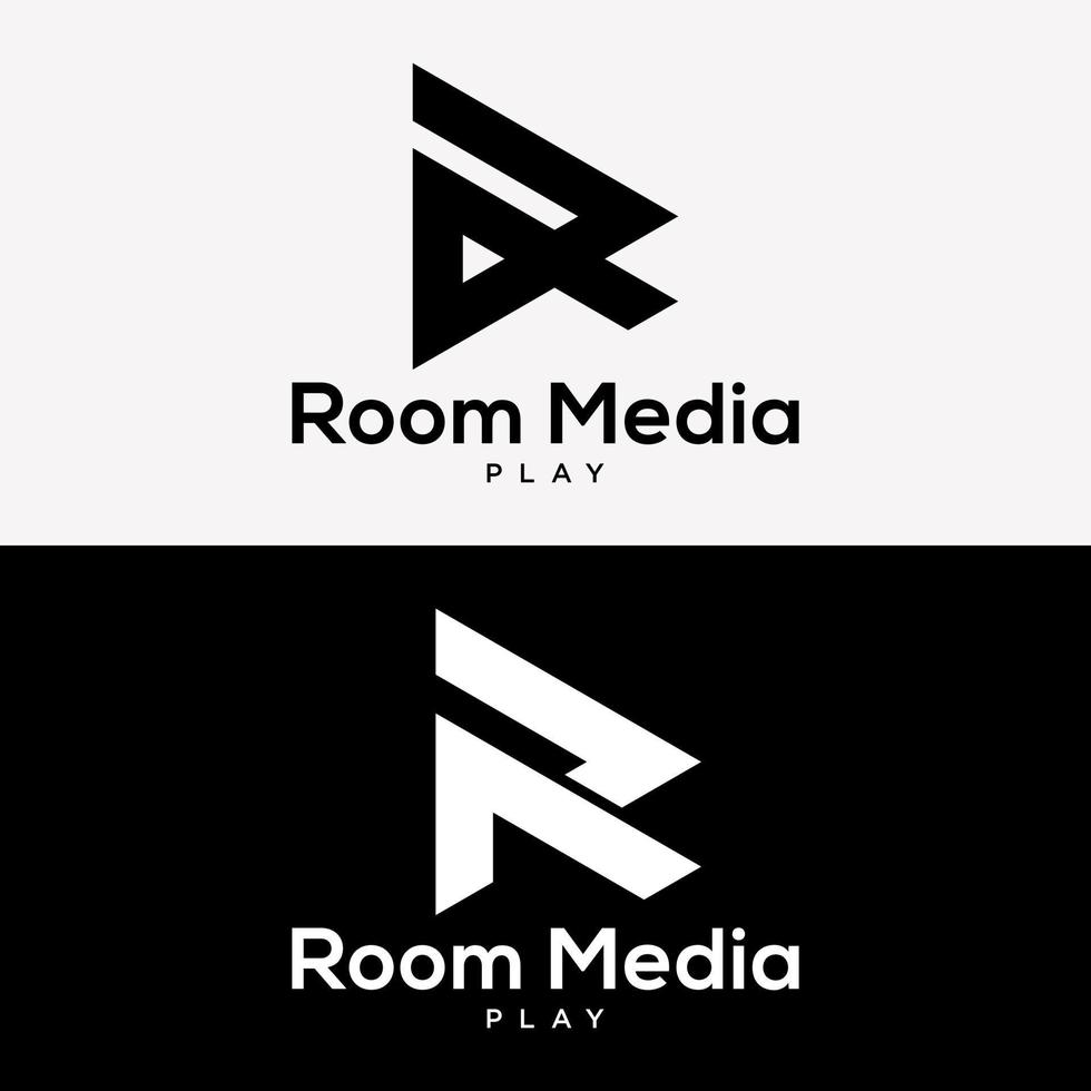 brev r monogram alfabet abstrakt geometrisk stil ikon media app logotyp design vektor