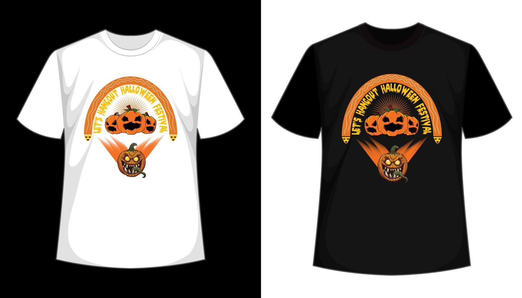 Lassen Sie uns Hangout Halloween Festival T-Shirt-Design. vektor