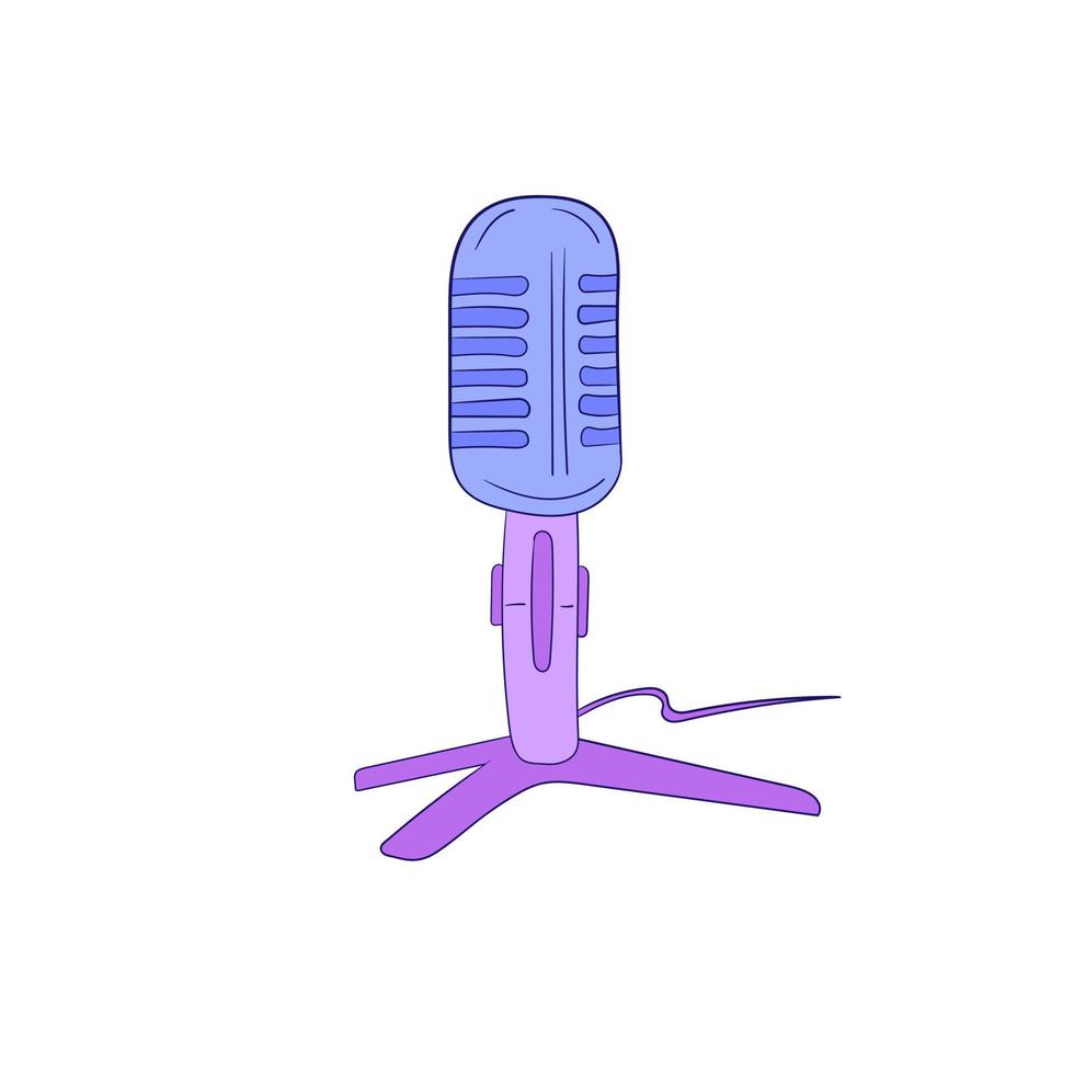 Podcast. Retro-Mikrofon isoliert auf weißem Hintergrund. gestaltungselement für emblem, zeichen. Vektor-Illustration. handgezeichnetes Symbol in moderner Farbe vektor