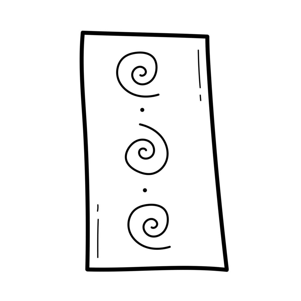 Matte für Yoga. einfaches Vektorsymbol im Doodle-Stil isoliert auf weißem Hintergrund. Element für die Gestaltung. Umrisszeichnung zum Ausmalen. vektor