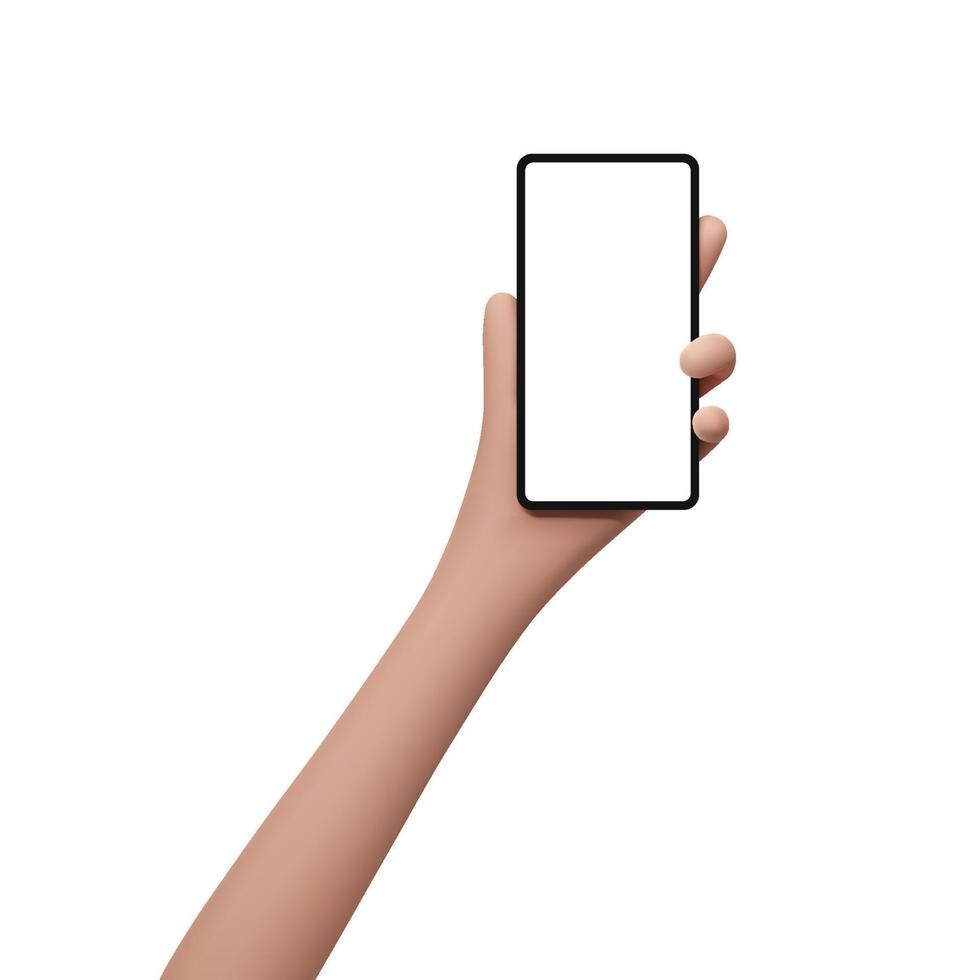 3D-Vektor-Handhaltegerät Handy. smartphone mit bildschirm für modell, schaufensteranzeige minimale szene. realistische vektorillustration lokalisiert auf weißem hintergrund vektor