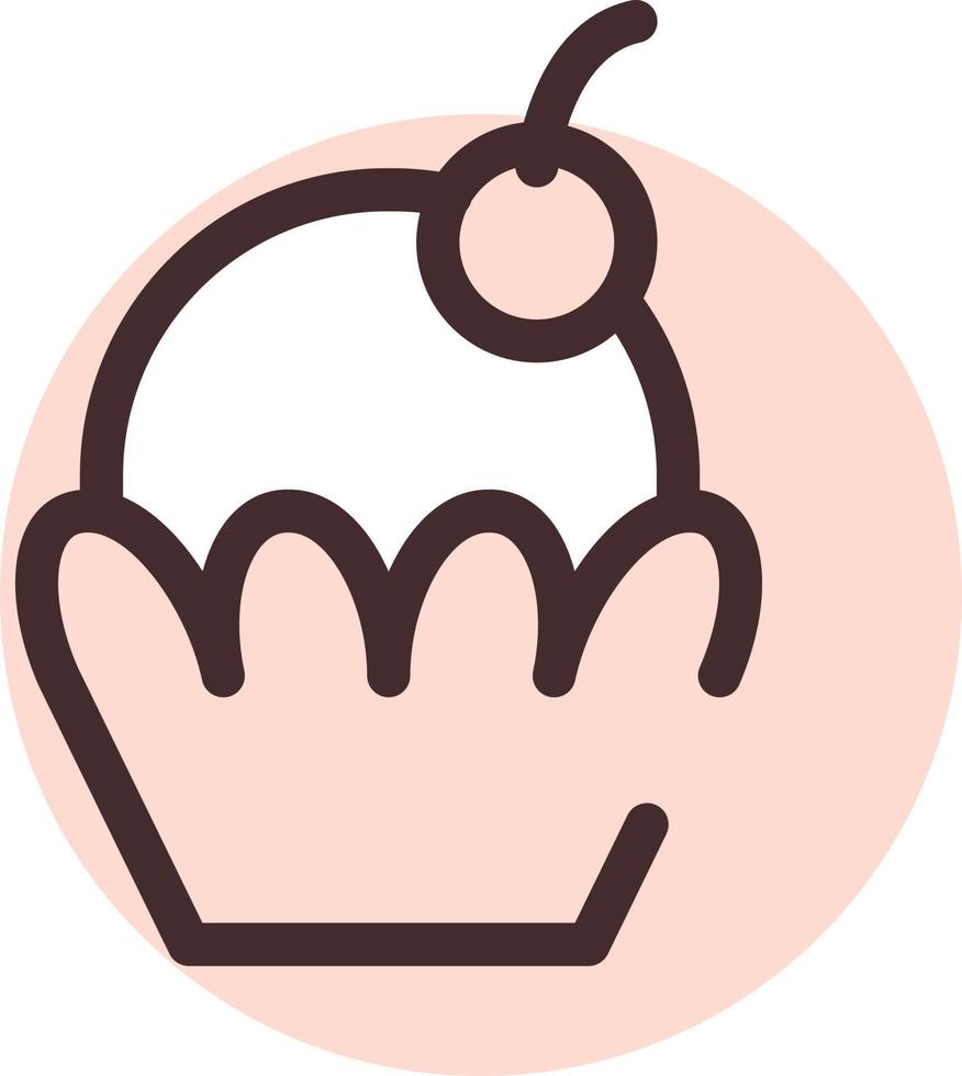 Muffin mit Sahnehäubchen, Illustration, Vektor auf weißem Hintergrund.