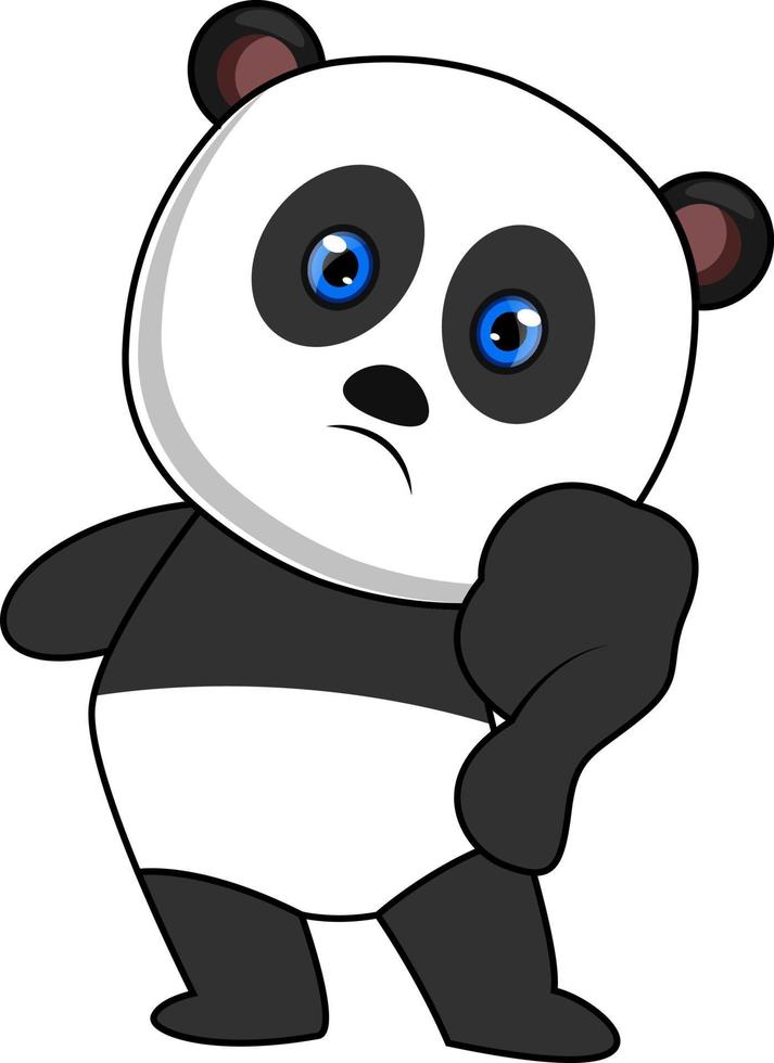 panda med blå ögon, illustration, vektor på vit bakgrund.